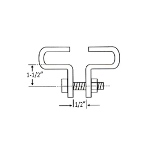 STANDARD DUTY CENTER LOAD BEAM CLAMP, 5" MAX FLANGE WIDTH - PLAIN FINISH
