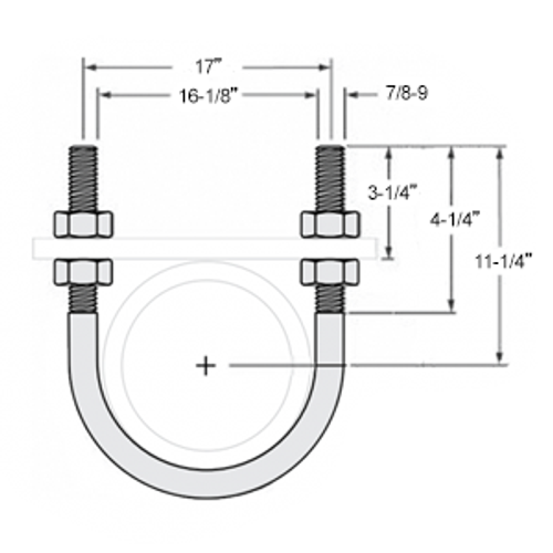U-BOLT FOR 16" PIPE - ELECTRO GALVANIZED