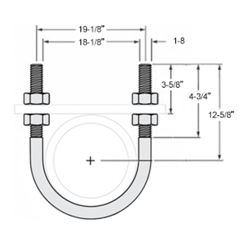 U-BOLT FOR 18" PIPE - ELECTRO GALVANIZED