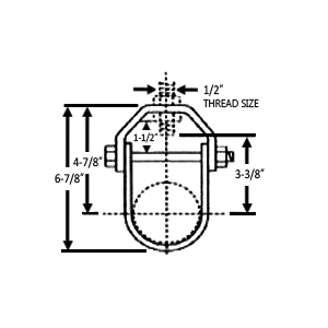 3-1/2" STANDARD DUTY CLEVIS HANGER, 1/2" THREAD - BLACK