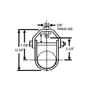 6" STANDARD DUTY CLEVIS HANGER, 5/8" THREAD - BLACK