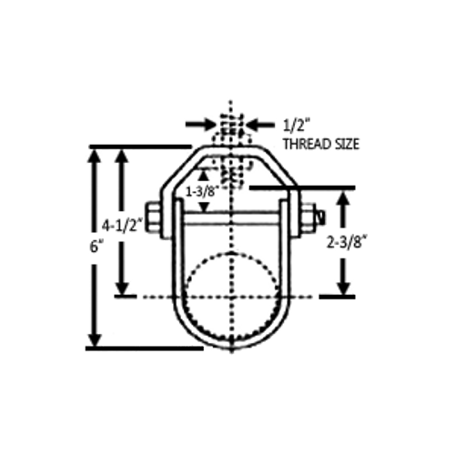 2-1/2" STANDARD DUTY CLEVIS HANGER, 1/2" THREAD - ELECTRO GALVANIZED