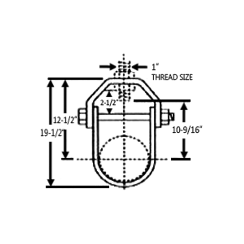 14" STANDARD DUTY CLEVIS HANGER, 1" THREAD - ELECTRO GALVANIZED