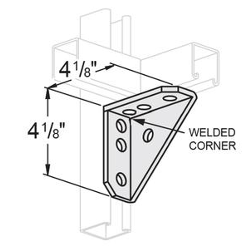 7 HOLE UNIVERSAL CORNER ANGLE WELDED - 4-1/8 X 4-1/8 - ELECTRO GALVANIZED