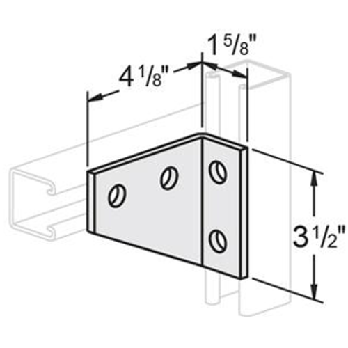 4 HOLE RIGHT HAND GUSSET ANGLE - 4-1/8 X 3-1/2 X 1-5/8 - HOT DIPPED GALVANIZED