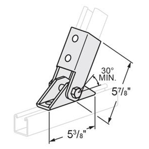 ADJUSTABLE SINGLE CHANNEL BRACE FOR 1-5/8 STRUT - 5-3/8 X 5-7/8 - GREEN