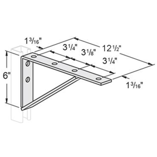 HEAVY DUTY SHELF BRACKET, 12-1/2" - 304 STAINLESS STEEL