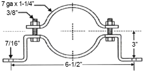 1-1/2" OFFSET PIPE CLAMP - BLACK