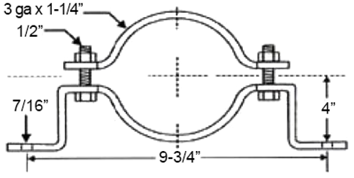 3-1/2" OFFSET PIPE CLAMP - BLACK