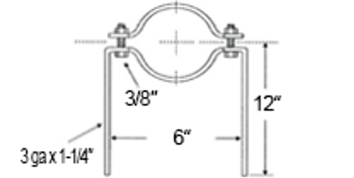 2" EXTENDED PIPE CLAMP - BLACK