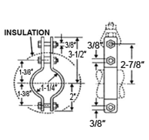 1" DOUBLE BOLT PIPE CLAMP - BLACK