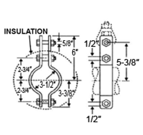 3" DOUBLE BOLT PIPE CLAMP - BLACK