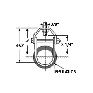 1" STANDARD CLEVIS HANGER EXTENDED BOTTOM, 3/8" THREAD - BLACK