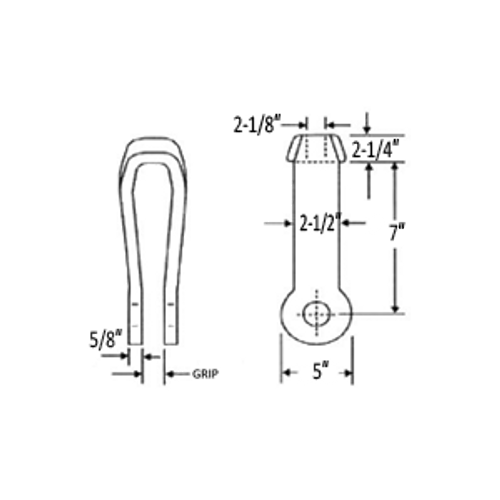 FORGED STEEL CLEVIS - 2-1/8" ROD SIZE, 2-1/2" PIN SIZE - BLACK