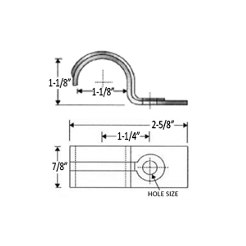1" ONE HOLE STRAP - ELECTRO-PLATED ZINC