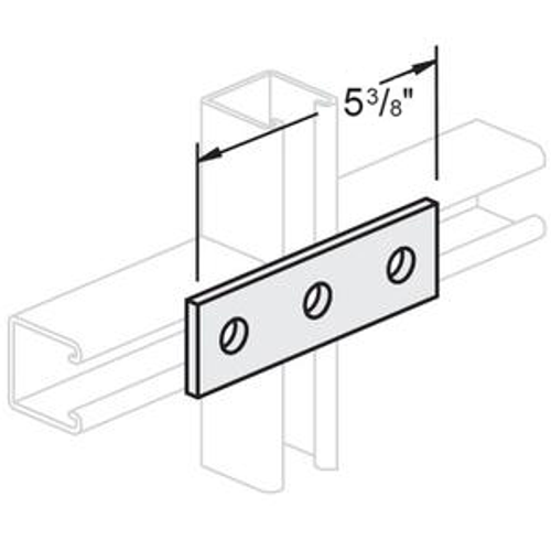 3 HOLE FLAT SPLICE PLATE  - 1-5/8 X 5-3/8  - HOT DIPPED GALVANIZED
