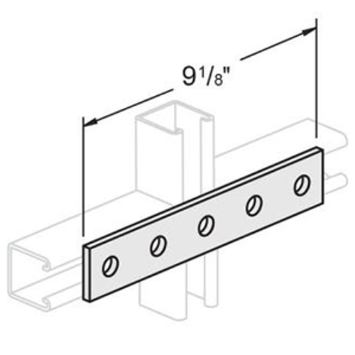 5 HOLE FLAT SPLICE PLATE - 1-5/8 X 9-1/8 - ELECTRO GALVANIZED