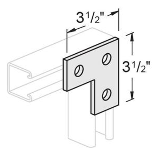 3 HOLE FLAT CORNER PLATE - 3-1/2 X 3-1/2 - HOT DIPPED GALVANIZED