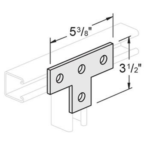 4 HOLE FLAT TEE PLATE 3-1/2 X 5-3/8 - ELECTRO GALVANIZED