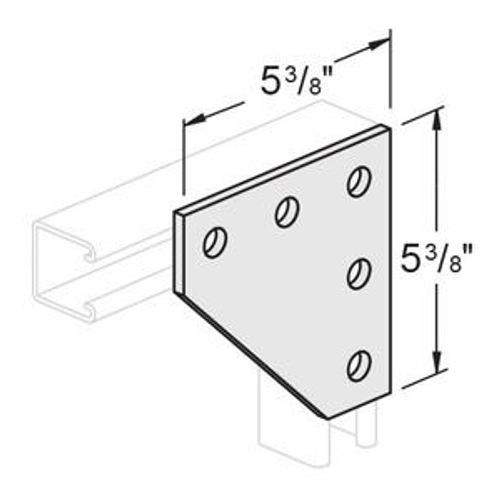 5 HOLE FLAT GUSSET CORNER PLATE 5-3/8 X 5-3/8 - ELECTRO GALVANIZED