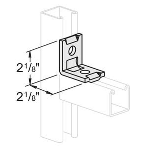 2 HOLE END ANGLE W/CHANNEL GUIDES 2-1/8 X 2-1/8 - YELLOW ZINC