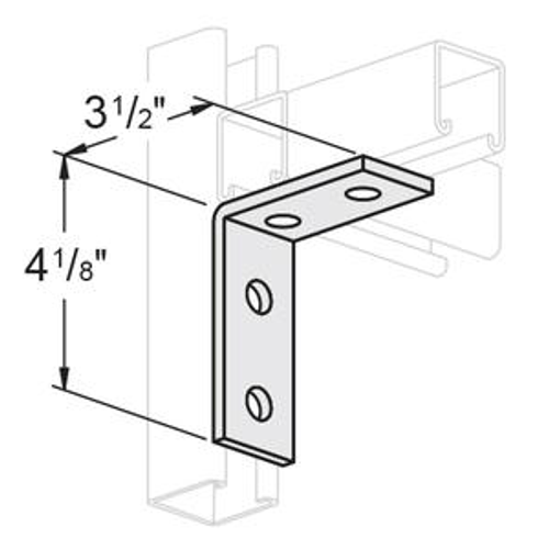 4 HOLE 3 WAY CORNER ANGLE - 3-1/2 X 4-1/8 - YELLOW ZINC