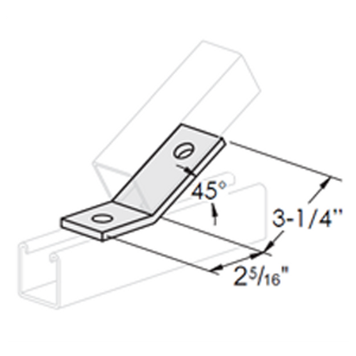 2 HOLE OPEN ANGLE CONNECTOR 45° - 2-5/16 X 3-1/4 - ELECTRO GALVANIZED
