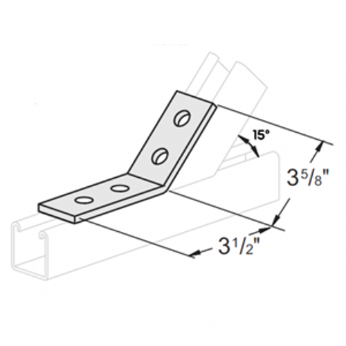 4 HOLE OPEN ANGLE CONNECTOR 15° - 3-1/2 X 3-5/8 - HOT DIPPED GALVANIZED