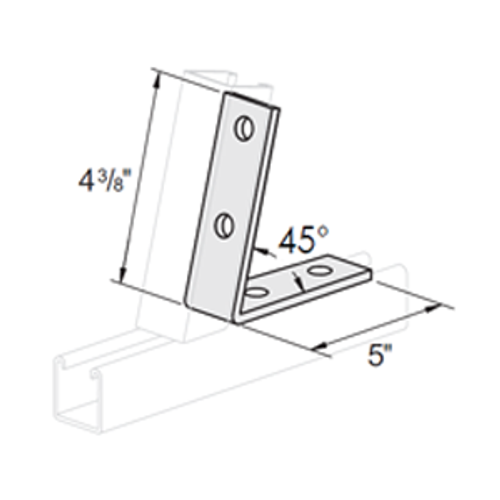 4 HOLE CLOSED ANGLE CONNECTOR 45° - 4-3/8 X 5 - 304 STAINLESS STEEL