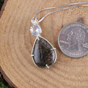 December- Tourmalinated Quartz with Clear Quartz Pendant