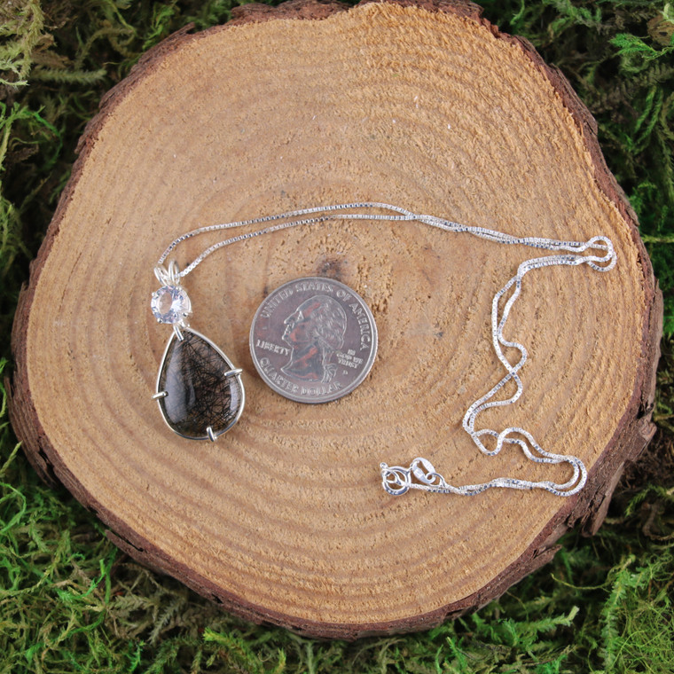 December- Tourmalinated Quartz with Clear Quartz Pendant