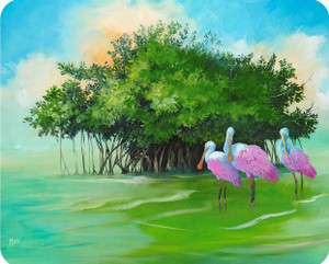 Trio Of Spoonbills cutting board
