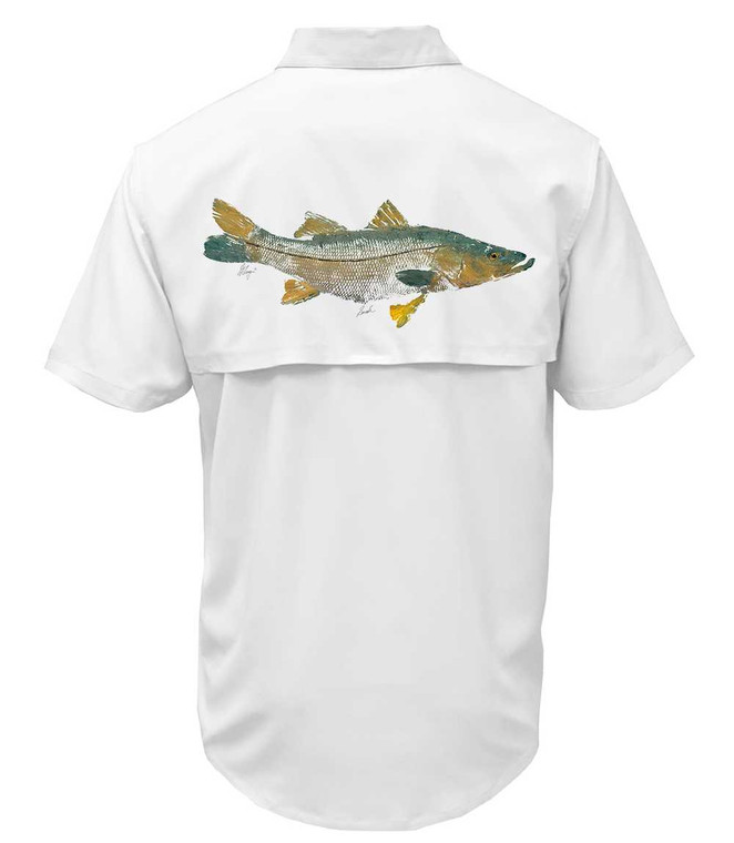 Snook Fishing Shirt back - White