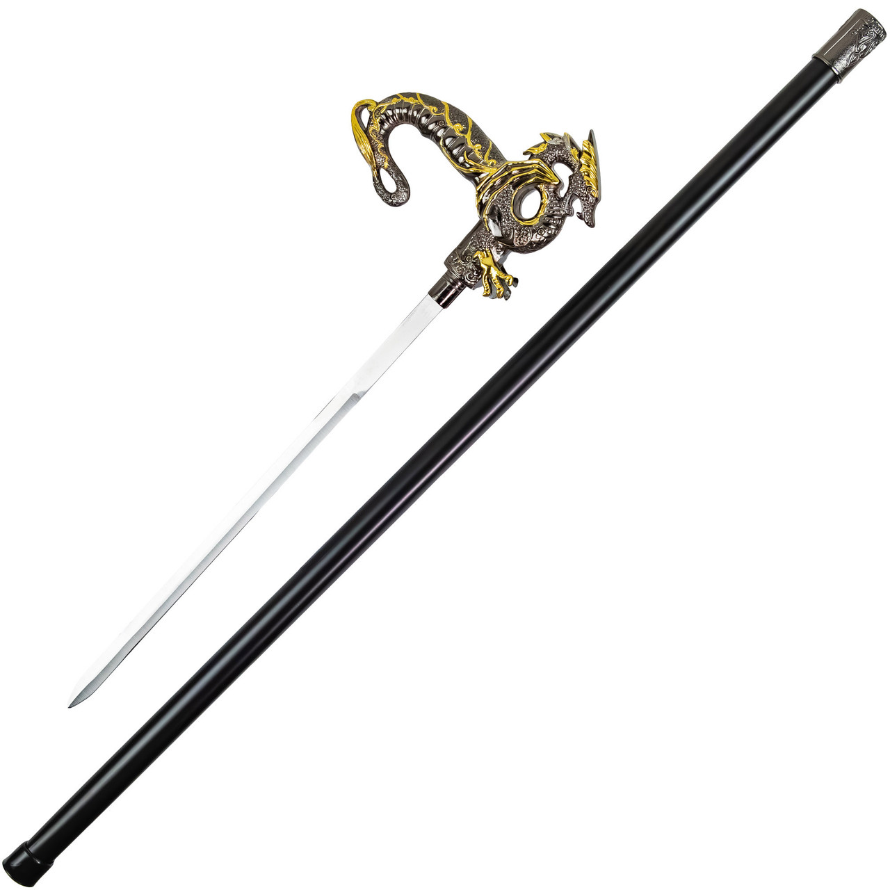 Clangorous Soul Embellished Dragon Handle Hidden Blade Sword Cane
