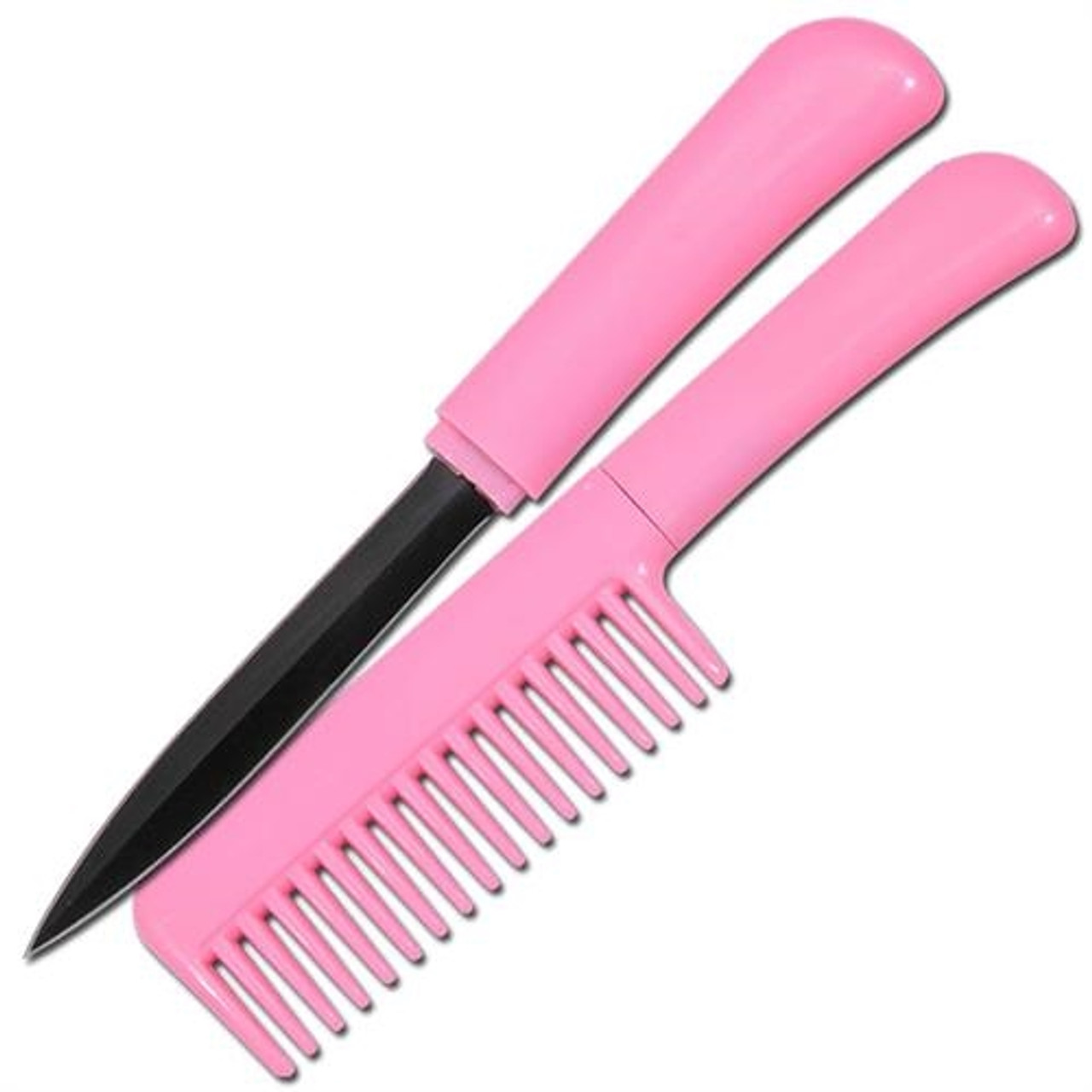 Hair Comb Knife Self-Defense Dagger (3.13 Inch Double-Edge) Pink
