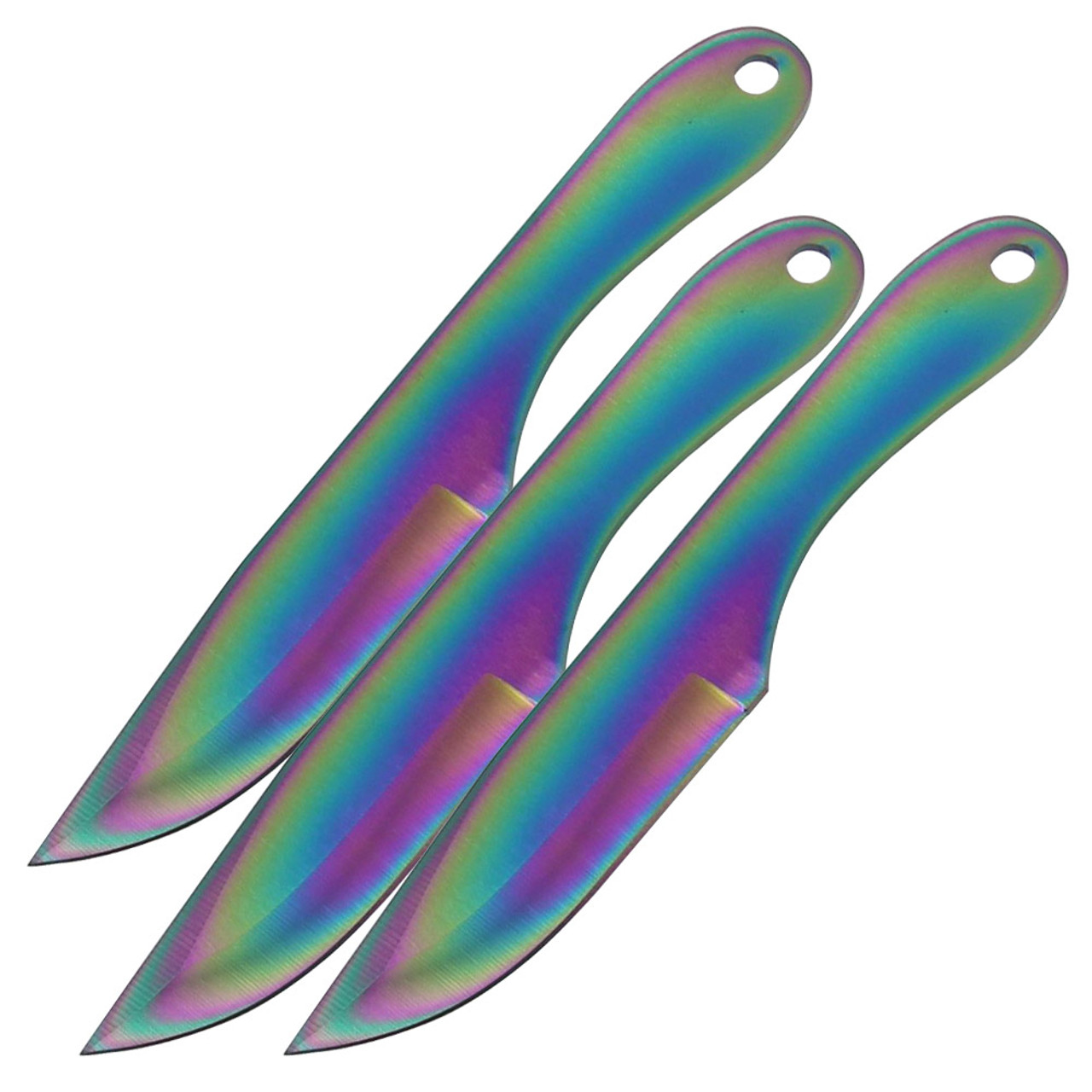 8 PC Titanium Ninja Tactical Survival Knife Set Rainbow