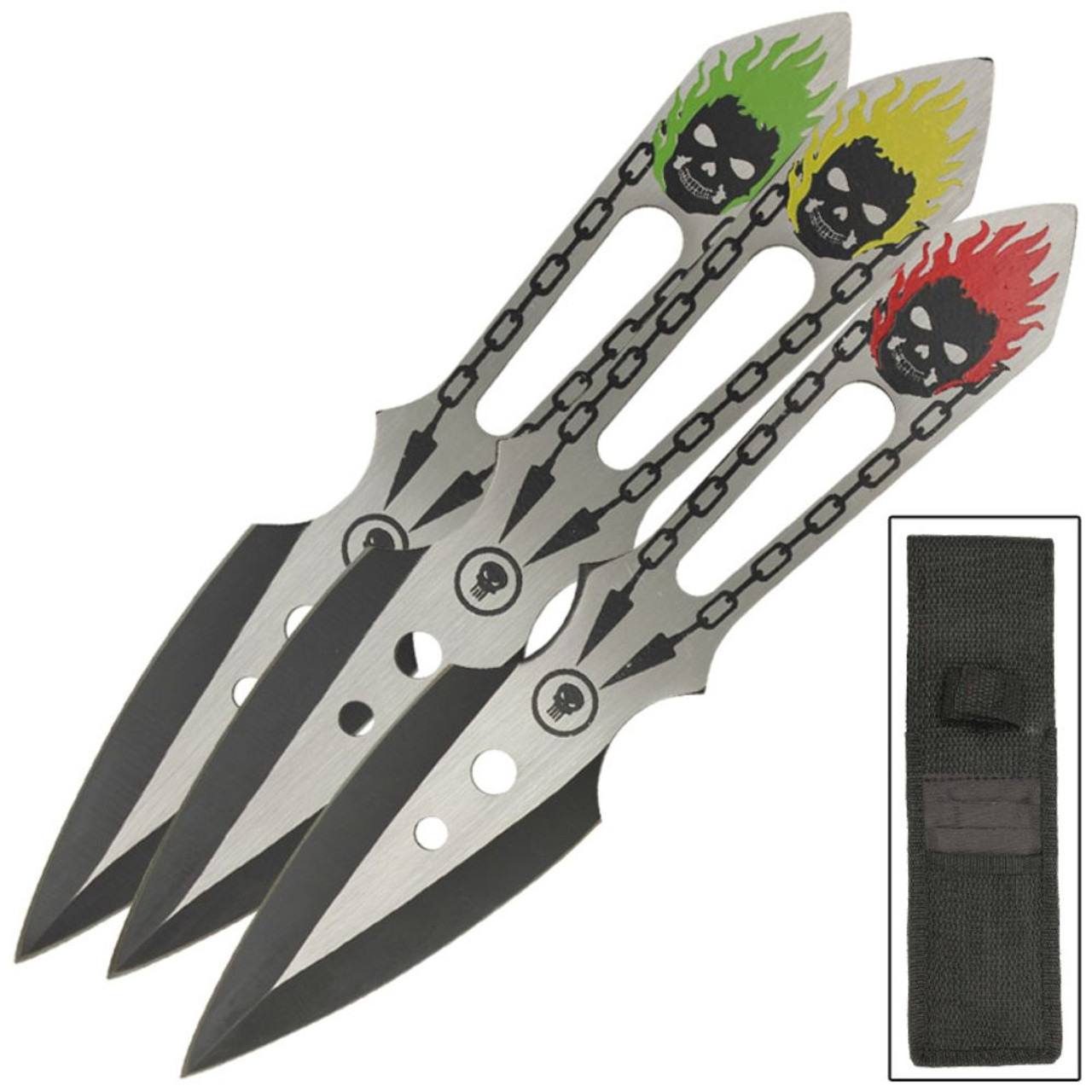 3PCS 6 INCH SKULL THROWING KNIVES SET Ninja Kunai Throwing Knife Full Tang  Ninja Weapons Throwing Knives