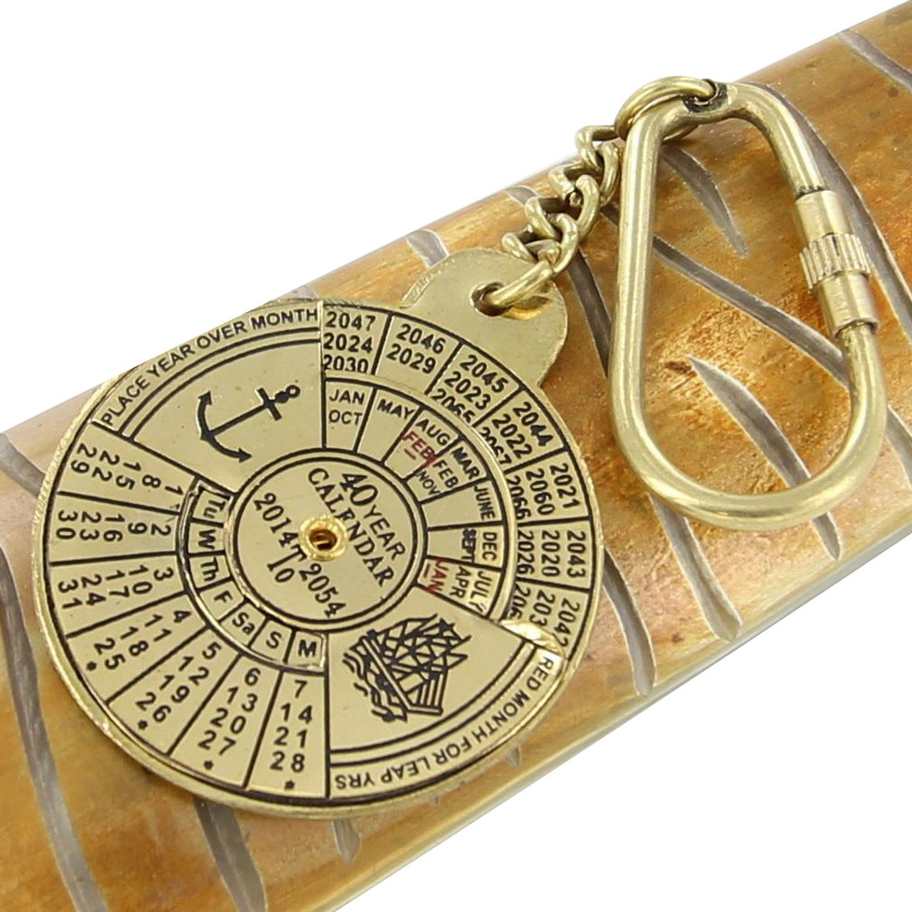 40 Year Calendar Brass Keychain 40 Year Calendar Brass Keychain