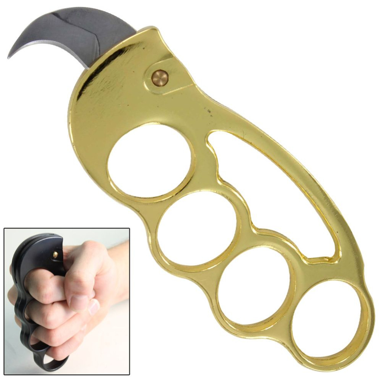 Pivot Jab Automatic Brass Knuckle Karambit Knife - Kaswords.com