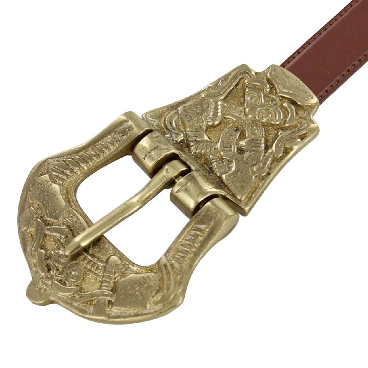 Leather Viking Belt with Brass Buckle - Viking Clothing