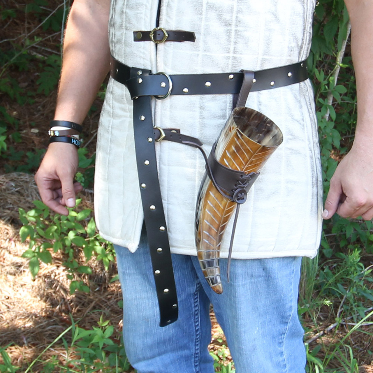 Wide Medieval Waist Belt - Black