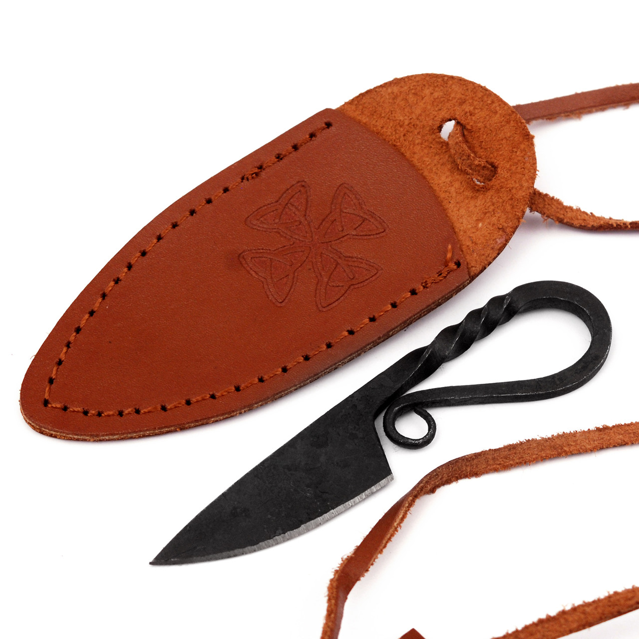 Twisted Sister Miniature Pocket Neck Knife Necklace Brown Sheath