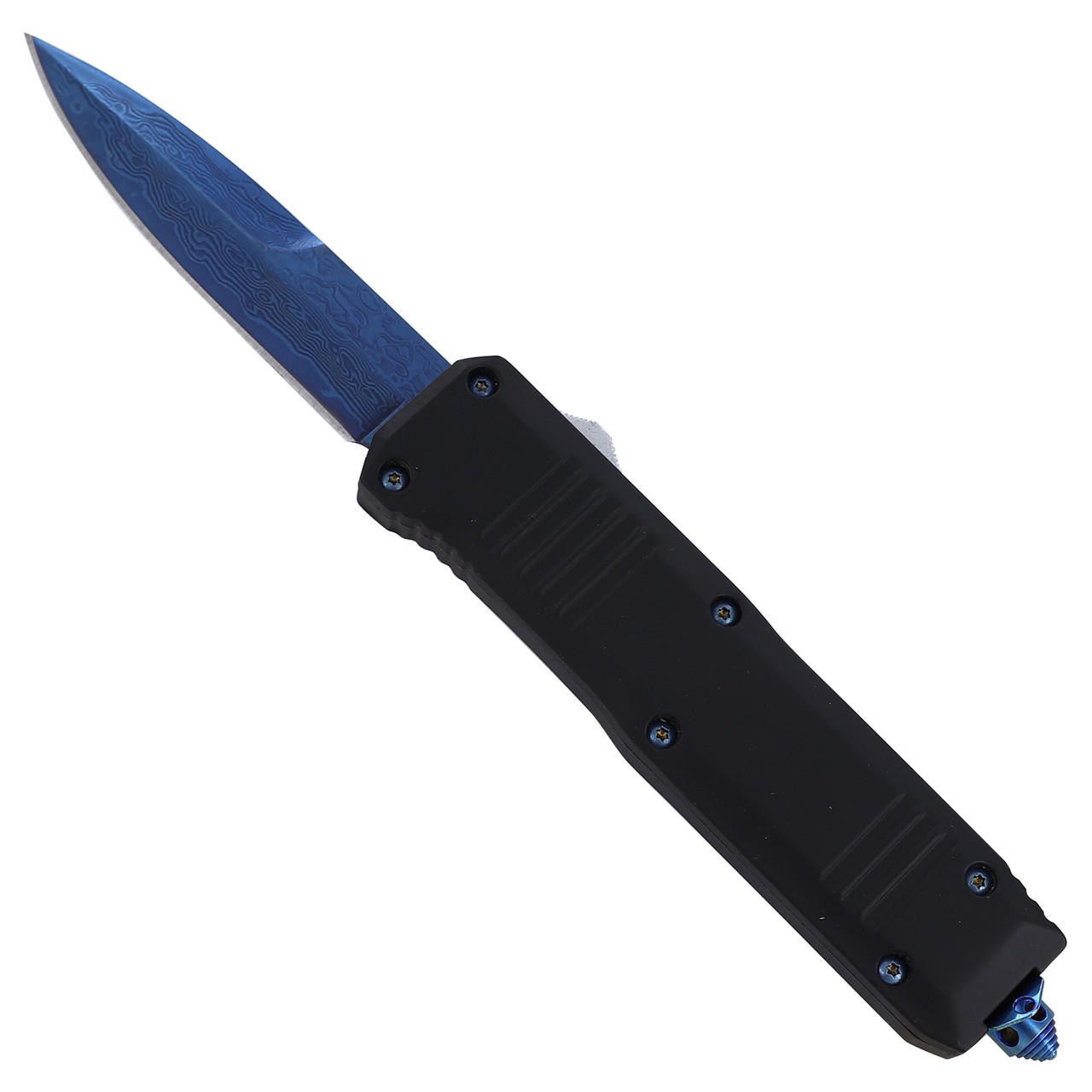 Automatic Knife, OTF, Belt Clip, Blue Anodized