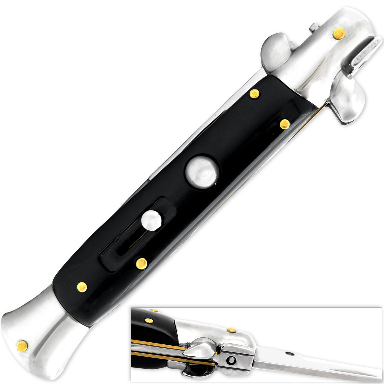 Black Tie Affair Automatic Push Button Stiletto Knife - Kaswords.com