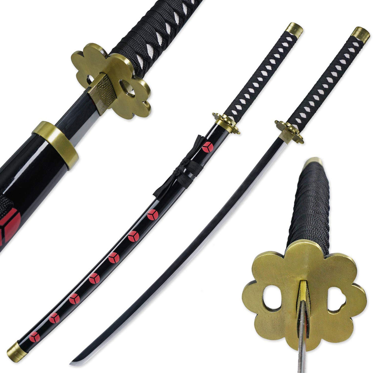 Pack 3 Carbon Steel Katanas Decoration Epee Zoro Saber Shusui Wado