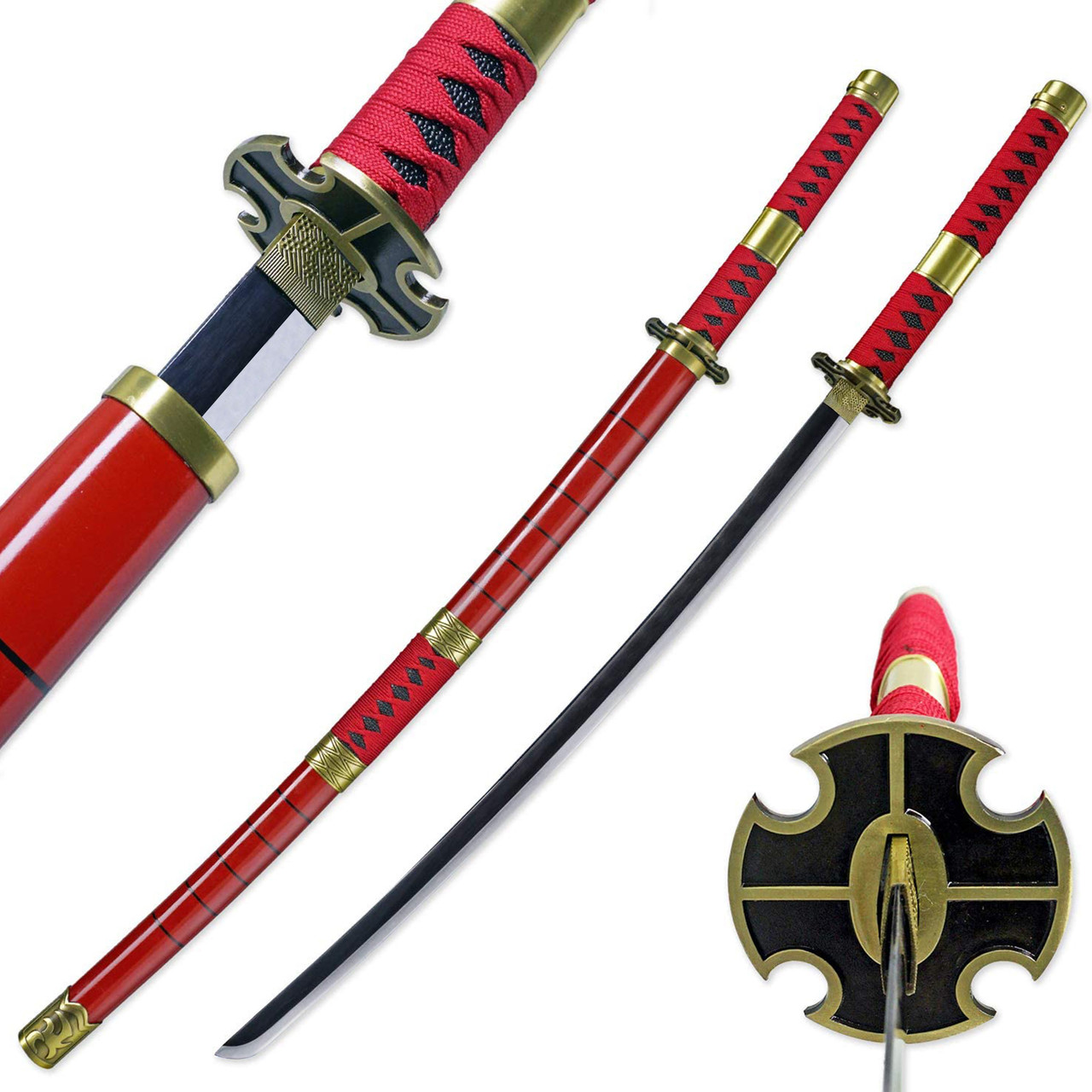 Pack 3 Carbon Steel Katanas Decoration Epee Zoro Saber Shusui Wado