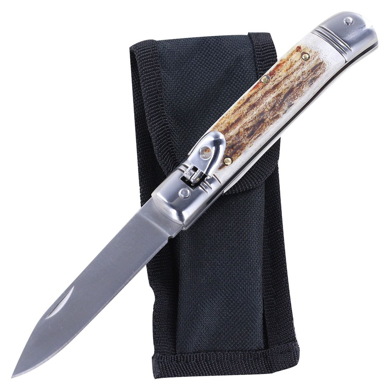 Ringing Forest Lever Lock Automatic Switchblade Knife – Stainless