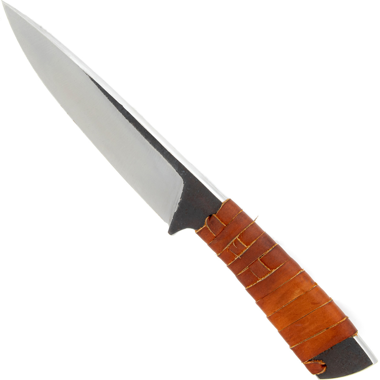All or Nothing Full Tang Carbon Steel Outdoor Knife with Genuine Leather Sheath