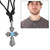 Gothic Cross Pewter Necklace Blue