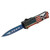 No Warning Damascus OTF Knife – USA Flag & Skull | Bulk Wholesale EDC Switchblade